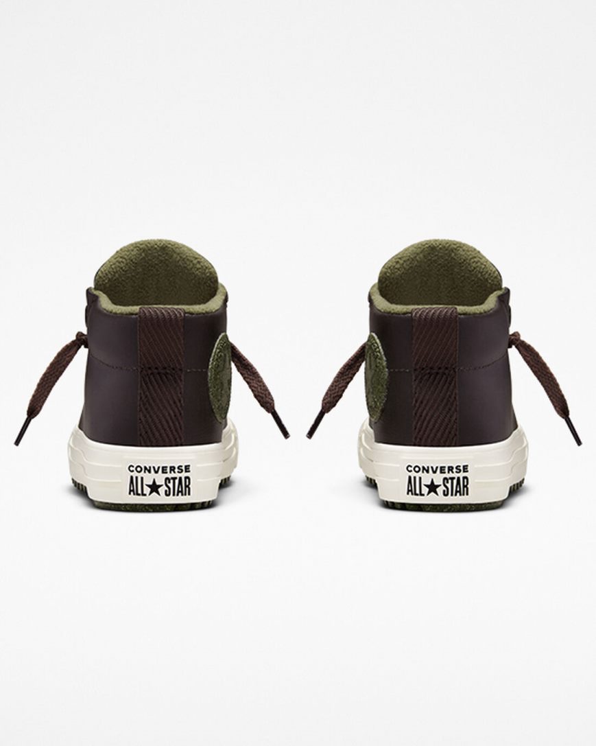 Boys' Converse Chuck Taylor All Star Street Boot Leather High Top Shoes Brown | AU 4930CP